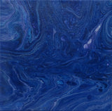 abstract acrylic liquid art on 12x12" canvas, rich blues, purples and white accents, hang in various orientations