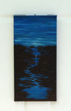 original acrylic painting, moody skies, moving water through switchbacks, unframed