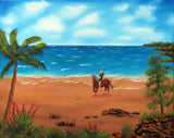 Horseback Rider on New Zealand beach Oil Painting Unframed