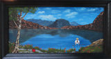 Original Oil Painting, landscape, hiker, framed
