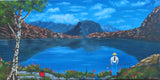 Original Oil Painting, landscape, hiker, unframed