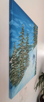 left side view or Snowboarder painting