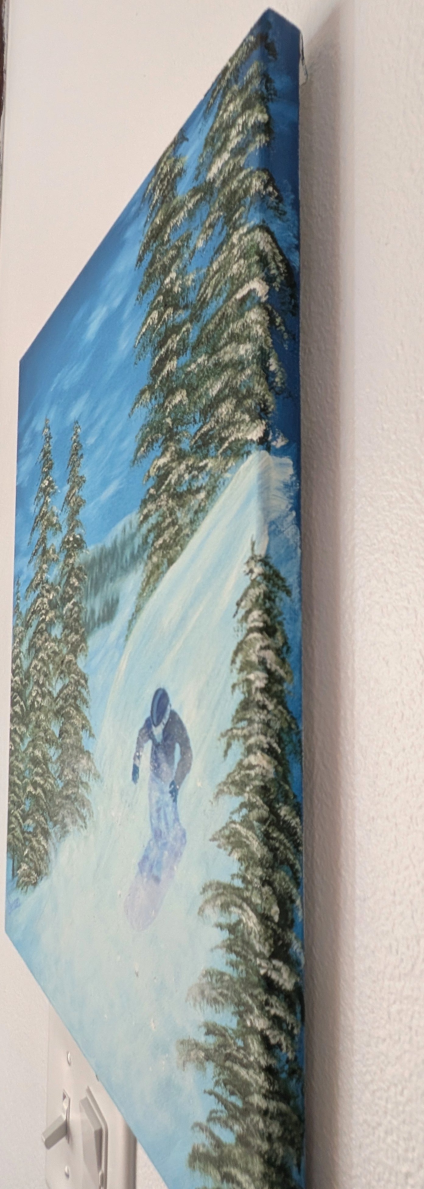 right side view of Snowboarder painting