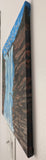 original oil painting, waterfalls, cliffs with trail, tiny bird, unframed, view of painted right side