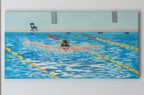 12x24" original oil painting of a swimmer performing butterfly stroke