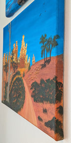 11x14" original oil painting, hiking trail in  Bryce Canyon national park, unframed, showing painted sides