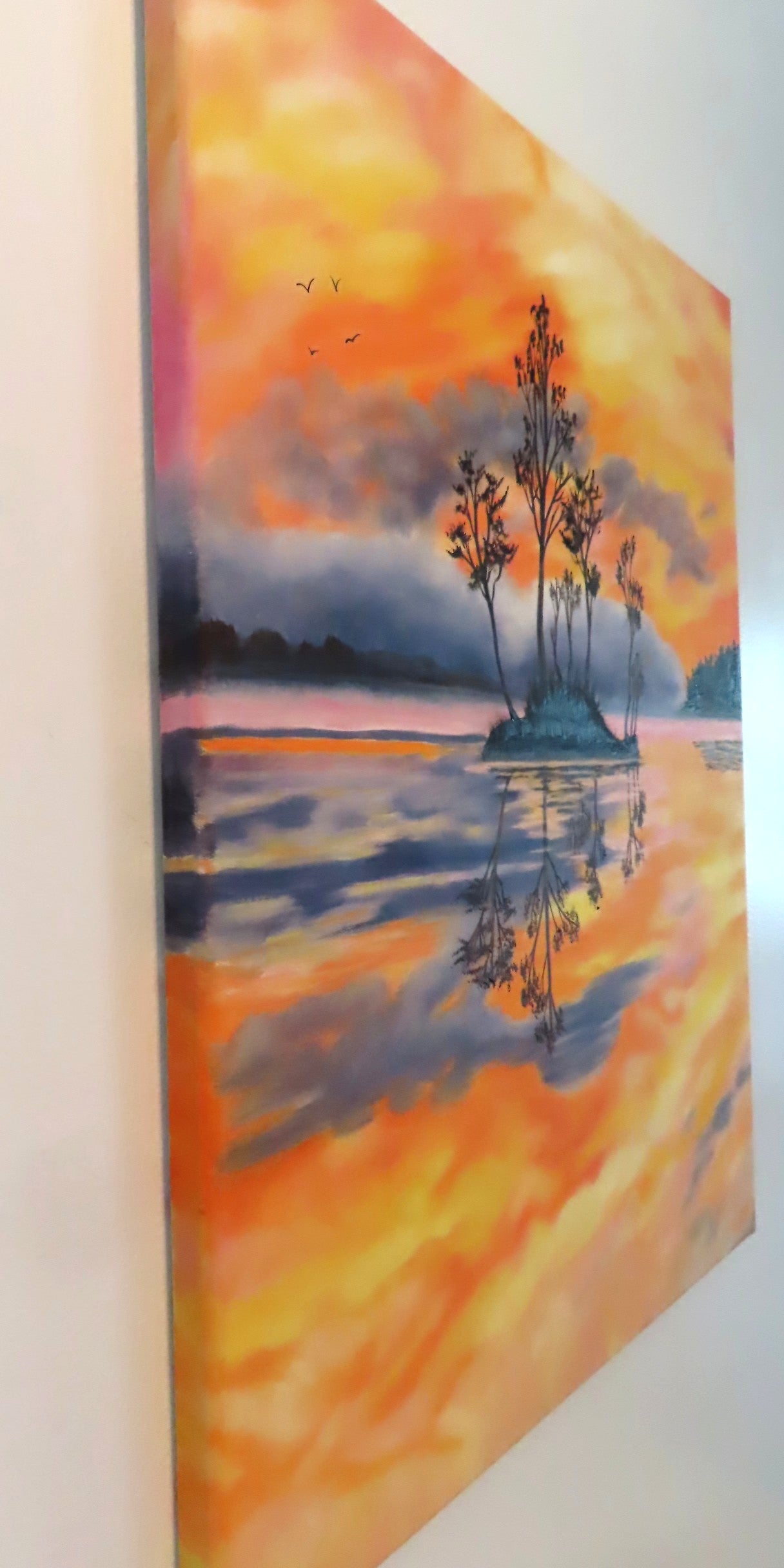 Left side of Misty Sunrise showing paint on all sides