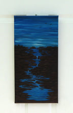 10x20" original acrylic painting, moody skies, moving water through switchbacks, unframed