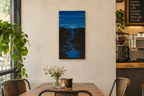10x20" original acrylic painting of moody skies and moving streams and pools of water through switchbacks