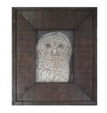 5x7" Original graphite drawing, Owl, Italian wood frame-outside dimension is 10" wide by 12" tall