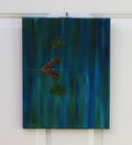 11x14" original oil painting of tiny tree on a log in the river, inspiring in lovely colors, unframed