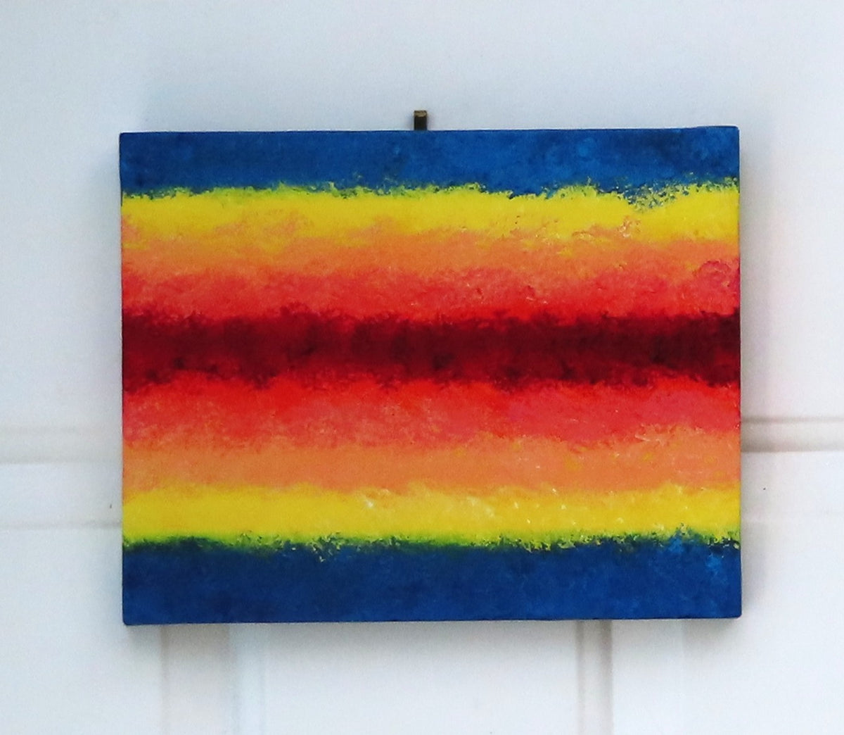 Original Acrylic sponge painted abstract on 8x10" canvas colorful rainbow with secret messages revealed by UV flashlight