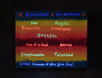 Original Acrylic sponge painted abstract on 8x10" canvas colorful rainbow with secret messages revealed  here by UV flashlight