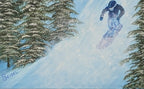 close up of snowboarder and artist signature