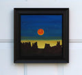 8x8" mesmerizing depiction of a blood moon rising at dusk over mountains
