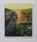 20x24" original oil painting of a mountain in Yosemite with a lovely vista below and across to the next mountain. Painted on all sides, unframed
