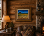  8x10 original acrylic painting of wild mustangs on canvas board in ornate frame, after Maynard Dixon.