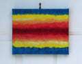 abstract acrylic sponge painting bright rainbow colors original specialty  piece with secret inspirational message revealed by uv light-included with purchase