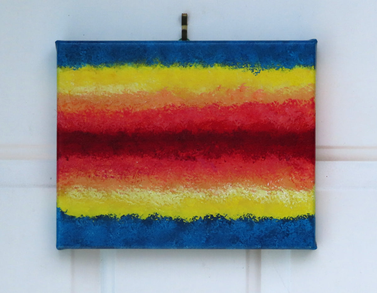 abstract acrylic sponge painting bright rainbow colors original specialty  piece with secret inspirational message revealed by uv light-included with purchase