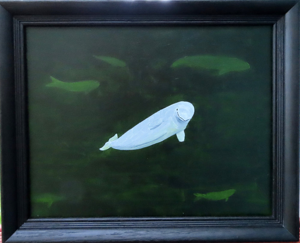 A Beluga Smile Framed Oil Painting