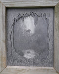 Original graphite drawing of cave diver in cenote, intricately cut matts, handmade wood frame