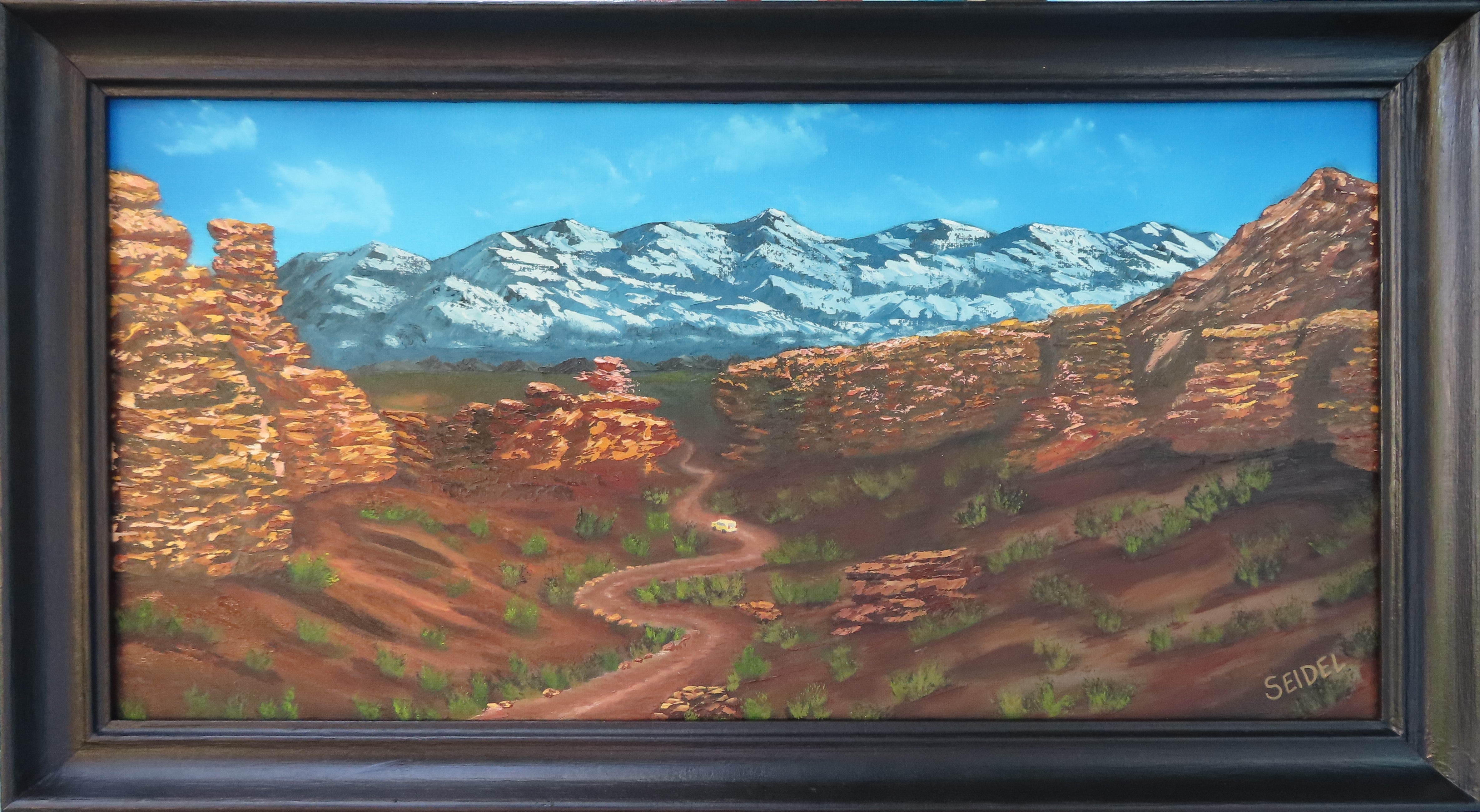 Original Oil Painting, Charyn Canyon, mountains, impasto style framed