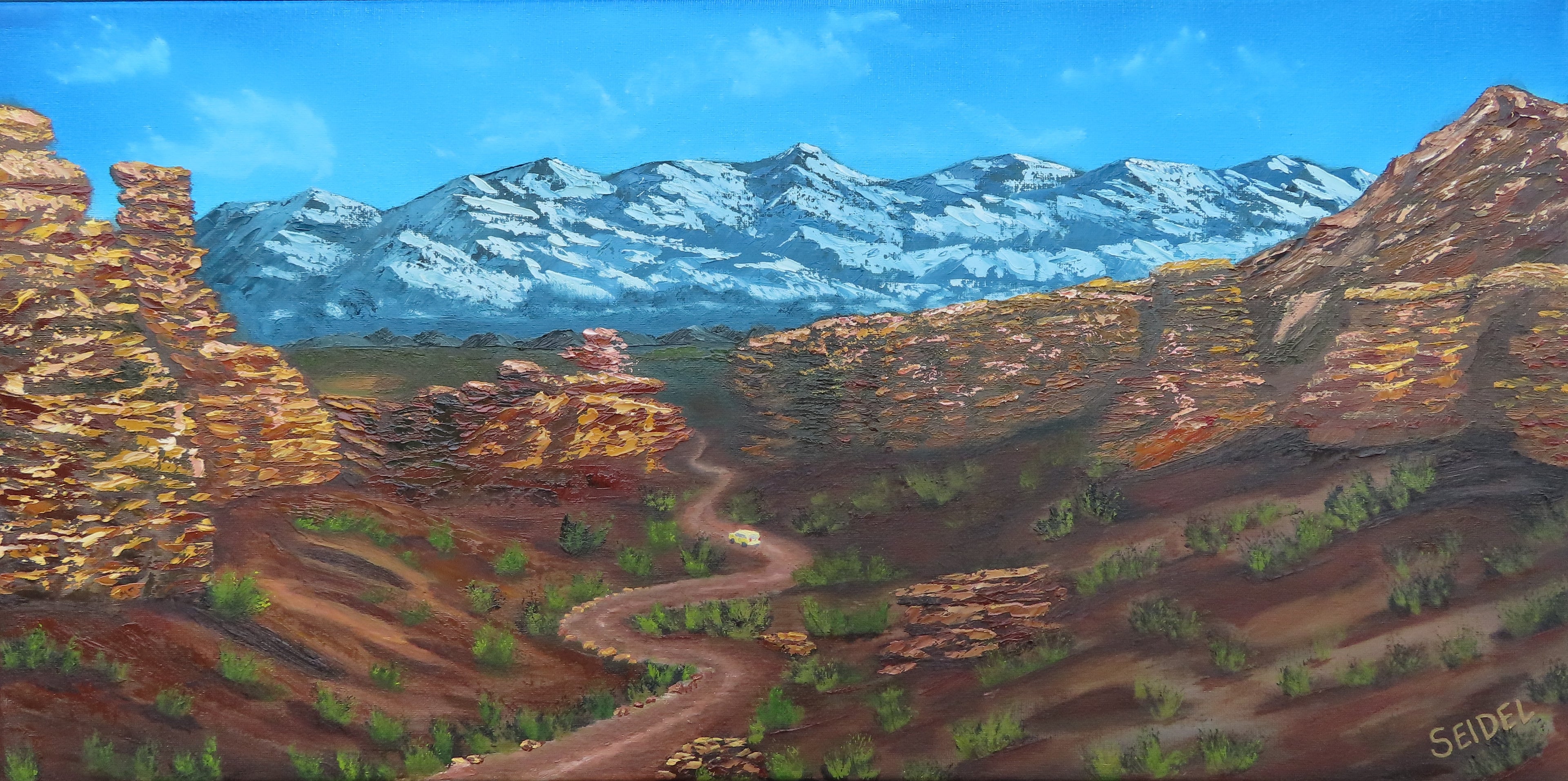 Charyn Canyon Unframed Oil Painting, mountains, impasto style