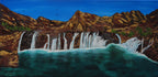 10x20" original oil painting, waterfalls, fairy pools, mountains, unframed