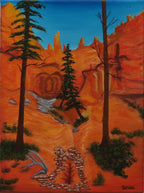 12x16" original oil painting featuring the bright colors of a Bryce Canyon trail