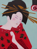 original oil painting of traditional Geisha, unframed