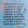 10x10" original liquid acrylic painting on canvas, multiple blues and peach colors with an inspirational scripture and a special symbol meaning Truth